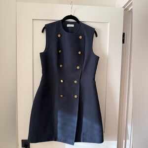 Balenciaga Navy Sailor Sleeveless Dress with Gold Buttons Sz 42